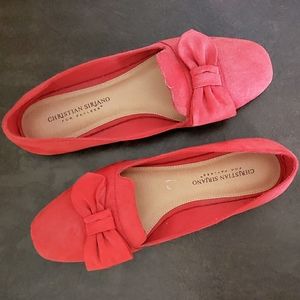 Coral Suede Loafer Flats